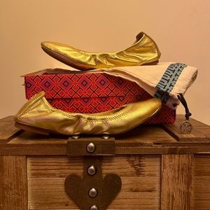 Tory Burch Gold Ballet Flat Size 8